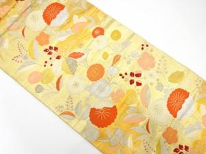 アンティーク　菊・桐模様織り出し袋帯（材料）